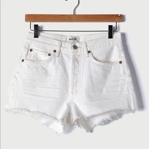 COPY - AGOLDE Parker White High Waised Cutoff Denim Shorts
